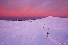 Sunset and mountain base Vologoskaya Gran 3