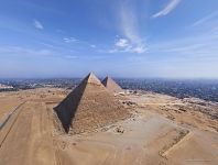 Pyramid of Khafre and Pyramid of Cheops. View from the Pyramid of Menkaure