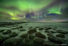 Northern lights over the Barents sea