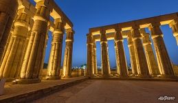 Court of Amenhotpe III at night. Luxor Temple