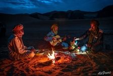 Tuareg campfire in the Sahara Desert